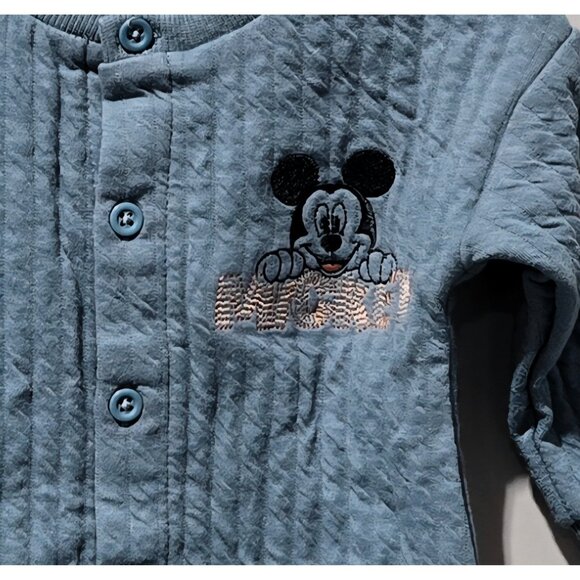 Disney Baby Mickey Mouse Embroidered & Textured Pale Blue Bodysuit -- Newborn - Picture 2 of 6
